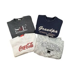 MIXED LOT OF 4 Men's M Various Coca-Cola/Gatlinburg Crewneck Sweatshirts SEE DES